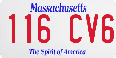 MA license plate 116CV6