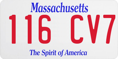 MA license plate 116CV7