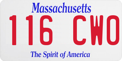 MA license plate 116CW0