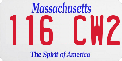 MA license plate 116CW2