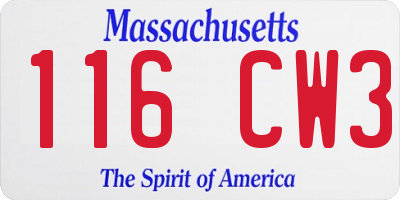 MA license plate 116CW3