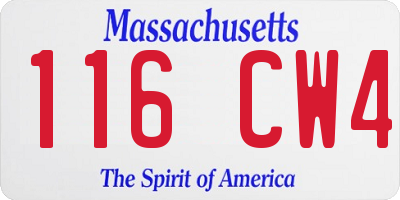 MA license plate 116CW4