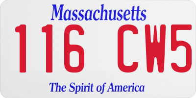 MA license plate 116CW5