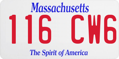 MA license plate 116CW6