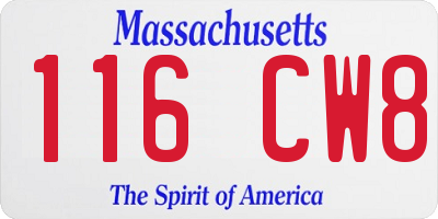 MA license plate 116CW8