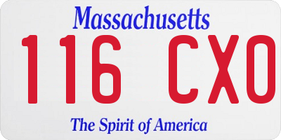 MA license plate 116CX0