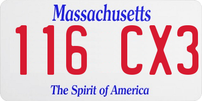 MA license plate 116CX3