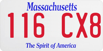 MA license plate 116CX8