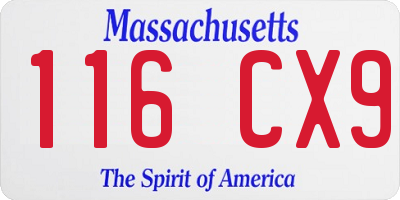 MA license plate 116CX9