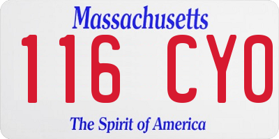 MA license plate 116CY0