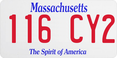 MA license plate 116CY2