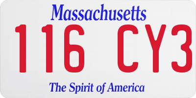 MA license plate 116CY3