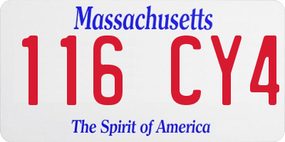 MA license plate 116CY4