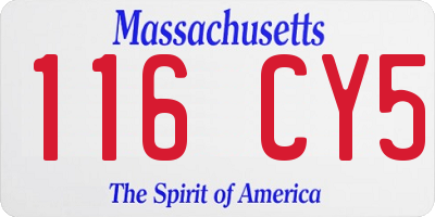 MA license plate 116CY5