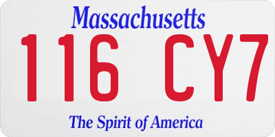 MA license plate 116CY7