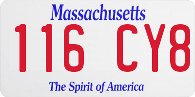 MA license plate 116CY8
