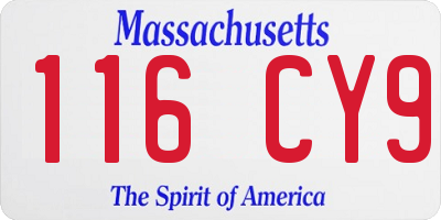 MA license plate 116CY9