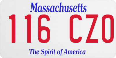 MA license plate 116CZ0