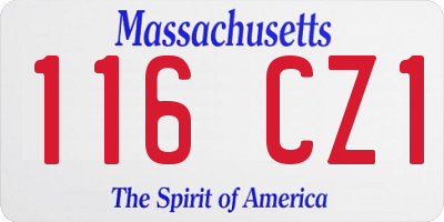MA license plate 116CZ1