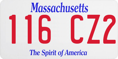 MA license plate 116CZ2