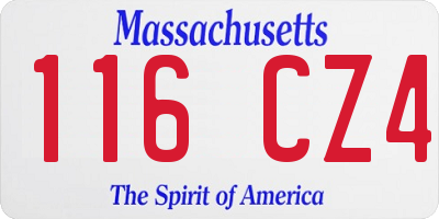 MA license plate 116CZ4