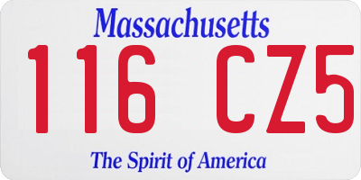 MA license plate 116CZ5