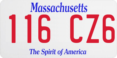 MA license plate 116CZ6