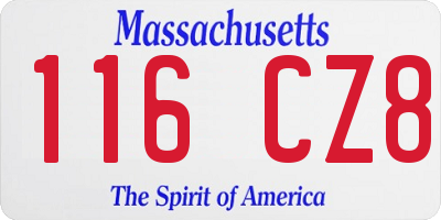 MA license plate 116CZ8
