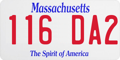 MA license plate 116DA2