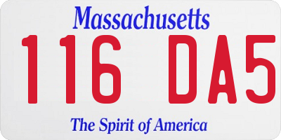 MA license plate 116DA5