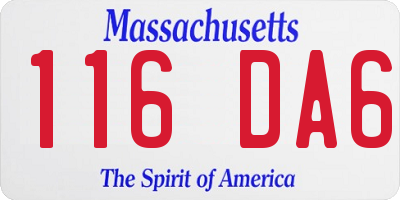 MA license plate 116DA6