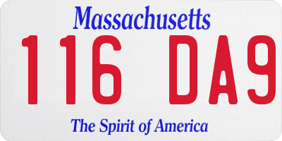 MA license plate 116DA9
