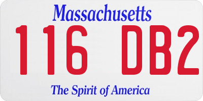 MA license plate 116DB2