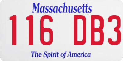 MA license plate 116DB3