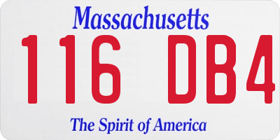 MA license plate 116DB4