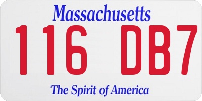 MA license plate 116DB7