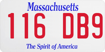 MA license plate 116DB9