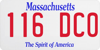 MA license plate 116DC0