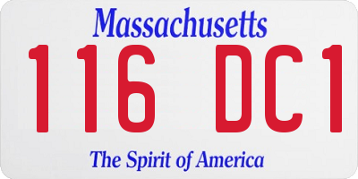 MA license plate 116DC1