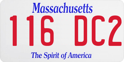 MA license plate 116DC2