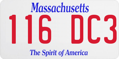 MA license plate 116DC3