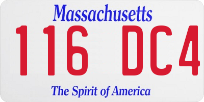 MA license plate 116DC4