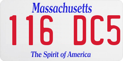 MA license plate 116DC5