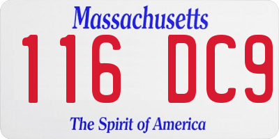 MA license plate 116DC9