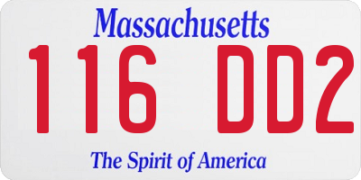 MA license plate 116DD2
