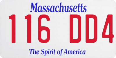 MA license plate 116DD4