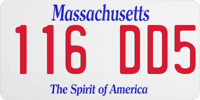 MA license plate 116DD5