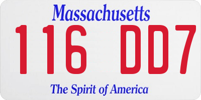 MA license plate 116DD7