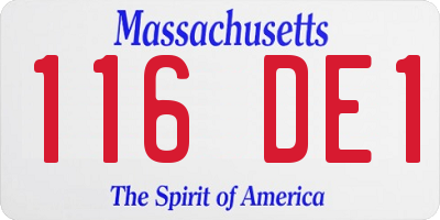 MA license plate 116DE1