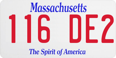 MA license plate 116DE2